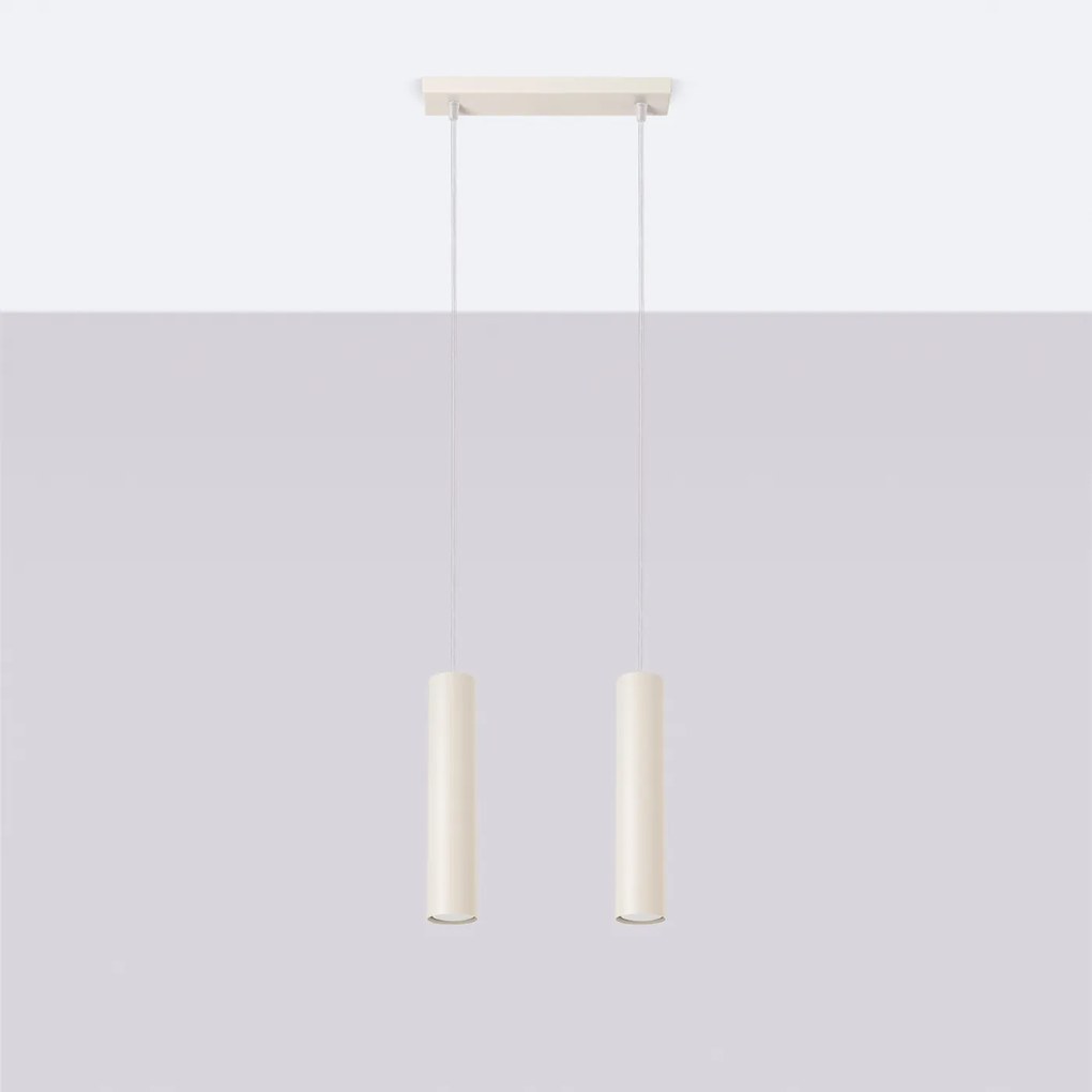 Závesné svietidlo Lagos, 2x béžové kovové tienidlo