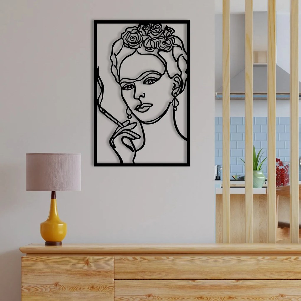 Nástěnná kovová dekorace Kahlo černá