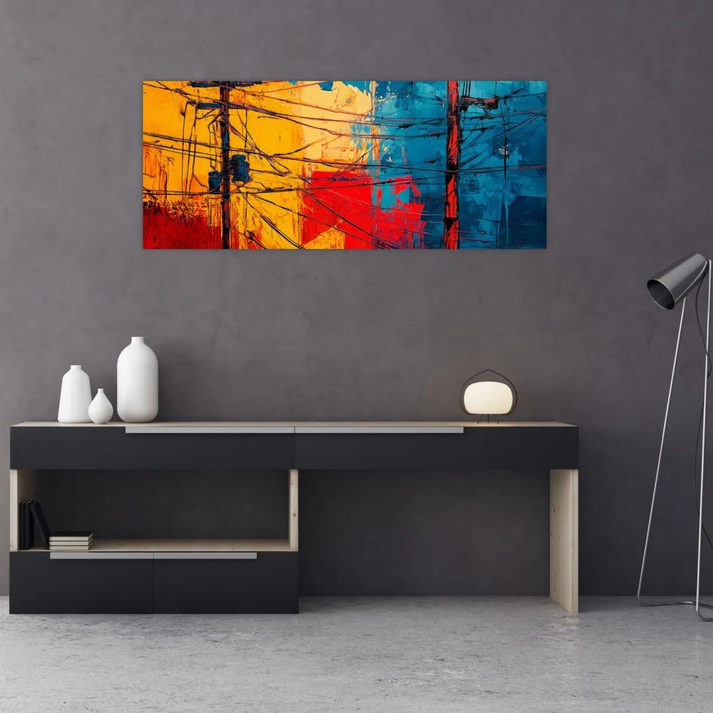 Obraz - Abstraktné elektrické vedenie (120x50 cm)