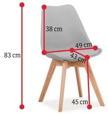 Jedálenská stolička DELIKA, 49x83x43, sivá/dub