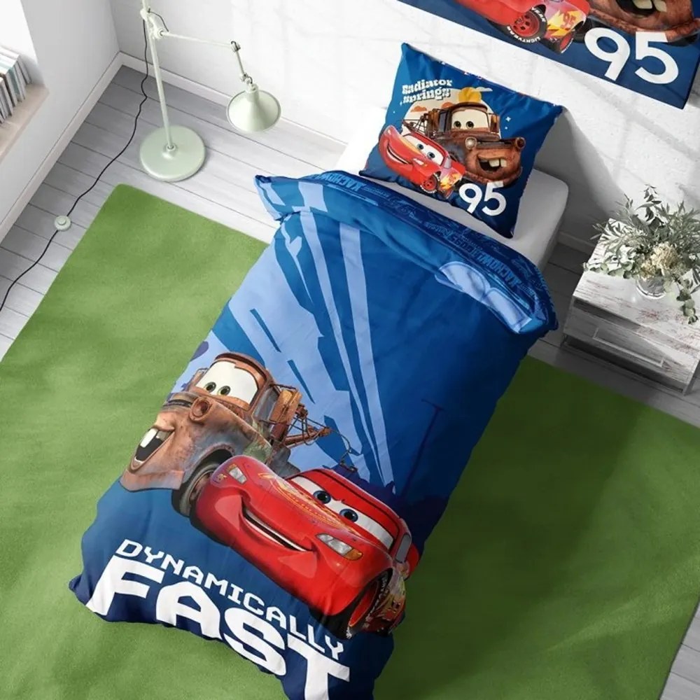 Bavlnené posteľné obliečky Autá 3 / Cars 3 - motív Blesk McQueen a Burák - 100% bavlna - 70x90 cm + 140x200 cm