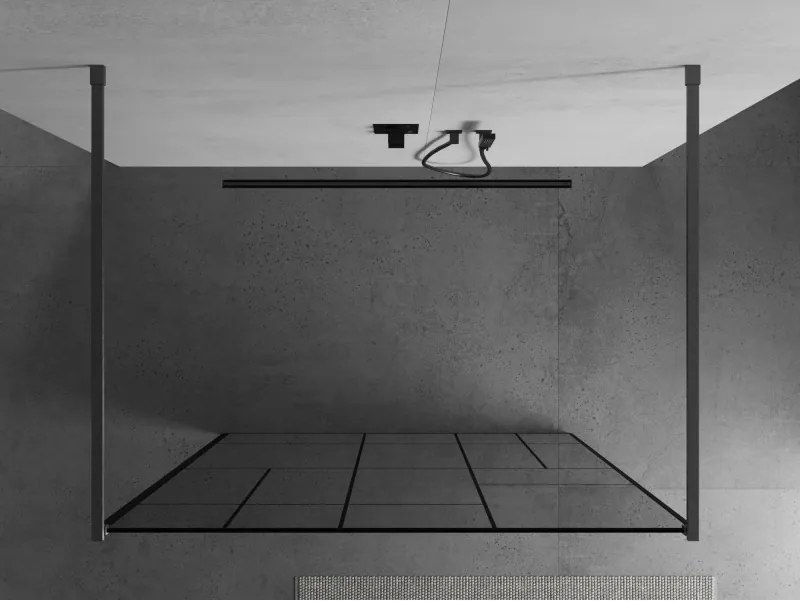 Mexen Kioto, sprchová zástena Walk-In 130 x 200 cm, 8mm sklo čierny vzor, grafitový profil, 800-130-002-66-78