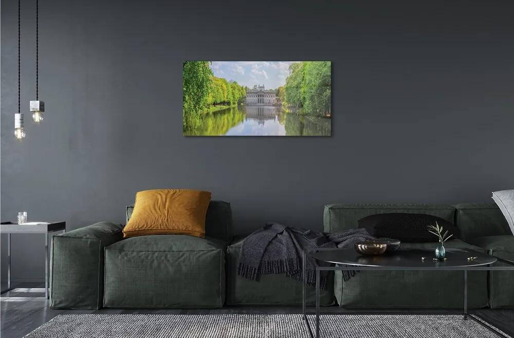 Sklenený obraz Varšavský Palác lesného jazera 140x70 cm