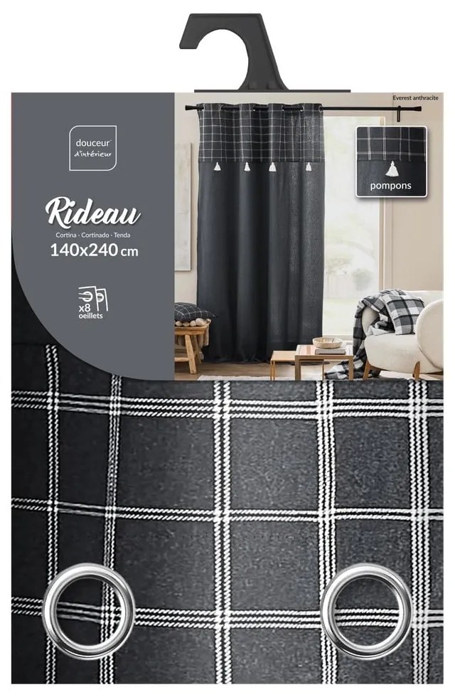 Antracitový záves s prímesou bavlny 140x240 cm Everest – douceur d'intérieur