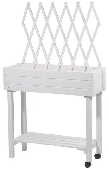dobar Vyvýšený záhon s mriežkou, 79 x 28,5 x 130 cm (biela)  (100371497)