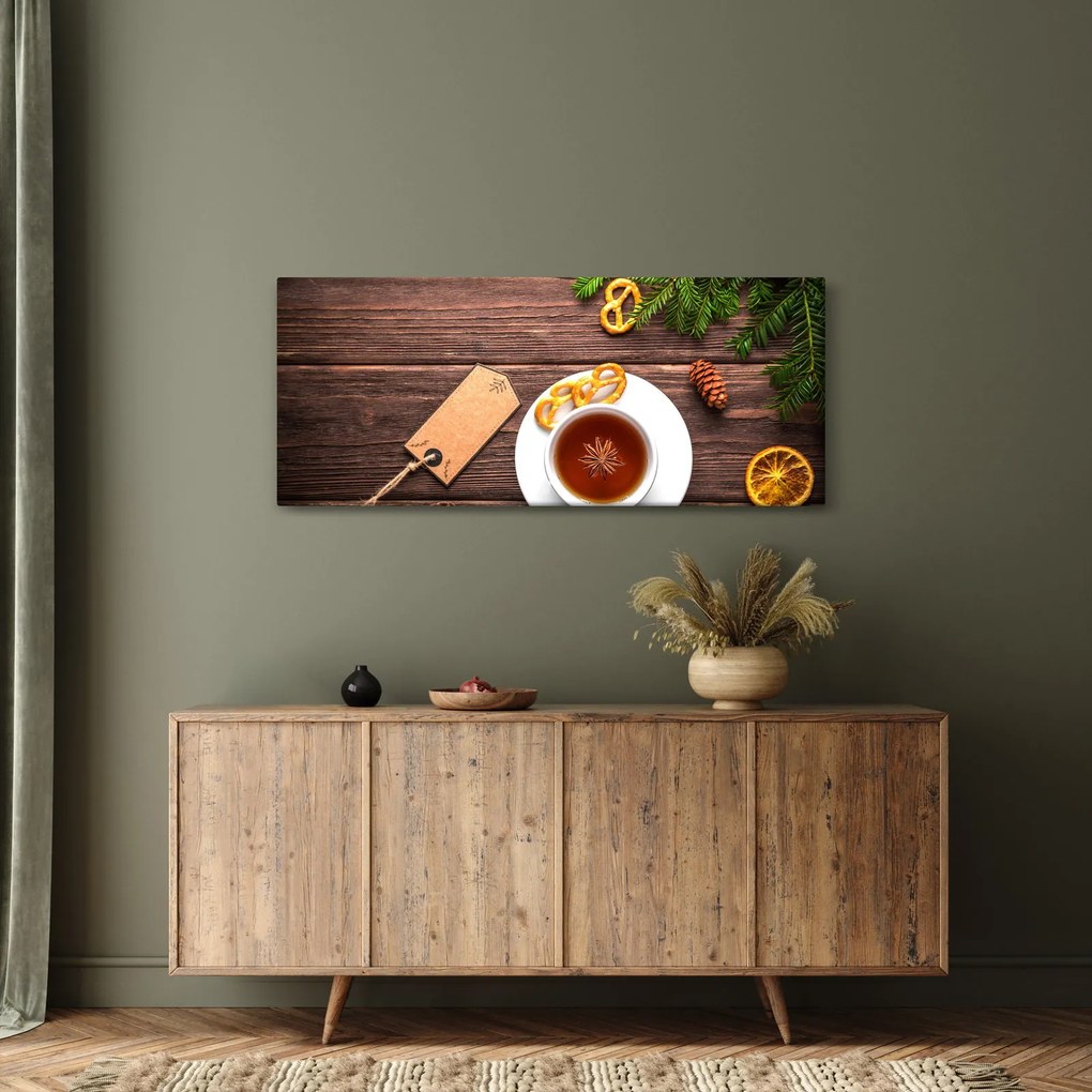 Obraz - hrnček s dekoráciami (120x50 cm)