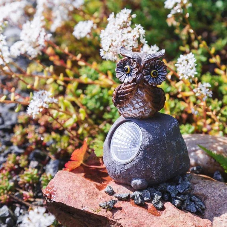 Solárna záhradná dekorácia - sova