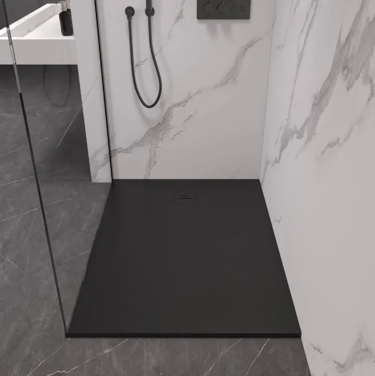 Erga Hyper, SMC sprchová vanička 100x90x2,6 cm + sifón, čierna matná, ERG-V06-SMC-9010S-BK