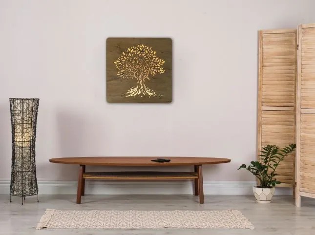 Svietiaci obraz na stenu Dub na batériu