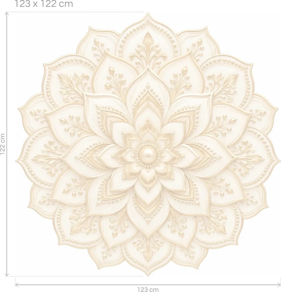 Zlatá lotosová mandala elegantná textilná prelepiteľná nálepka na stenu hárok 75 x 75 cm