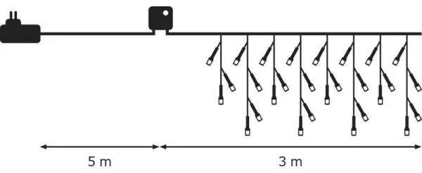 LED Vonkajšia vianočná reťaz CHAIN 180xLED/8 funkcií 8m IP44 studená biela