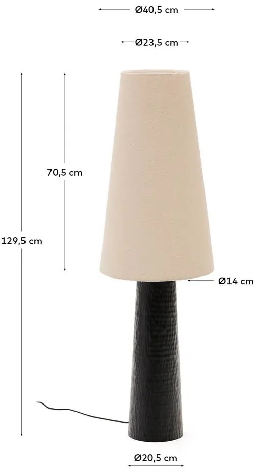 Čierno-krémová stojacia lampa s textilným tienidlom (výška 129 cm) Senni – Kave Home