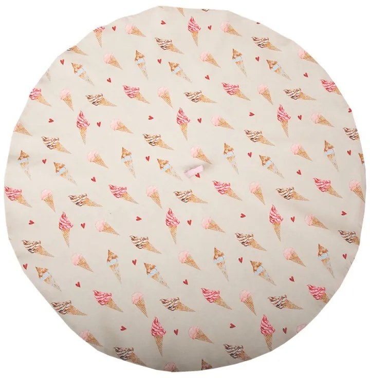 Béžová bavlnená okrúhla utierka so zmrzlinou Frosty And Sweet - Ø 80 cm