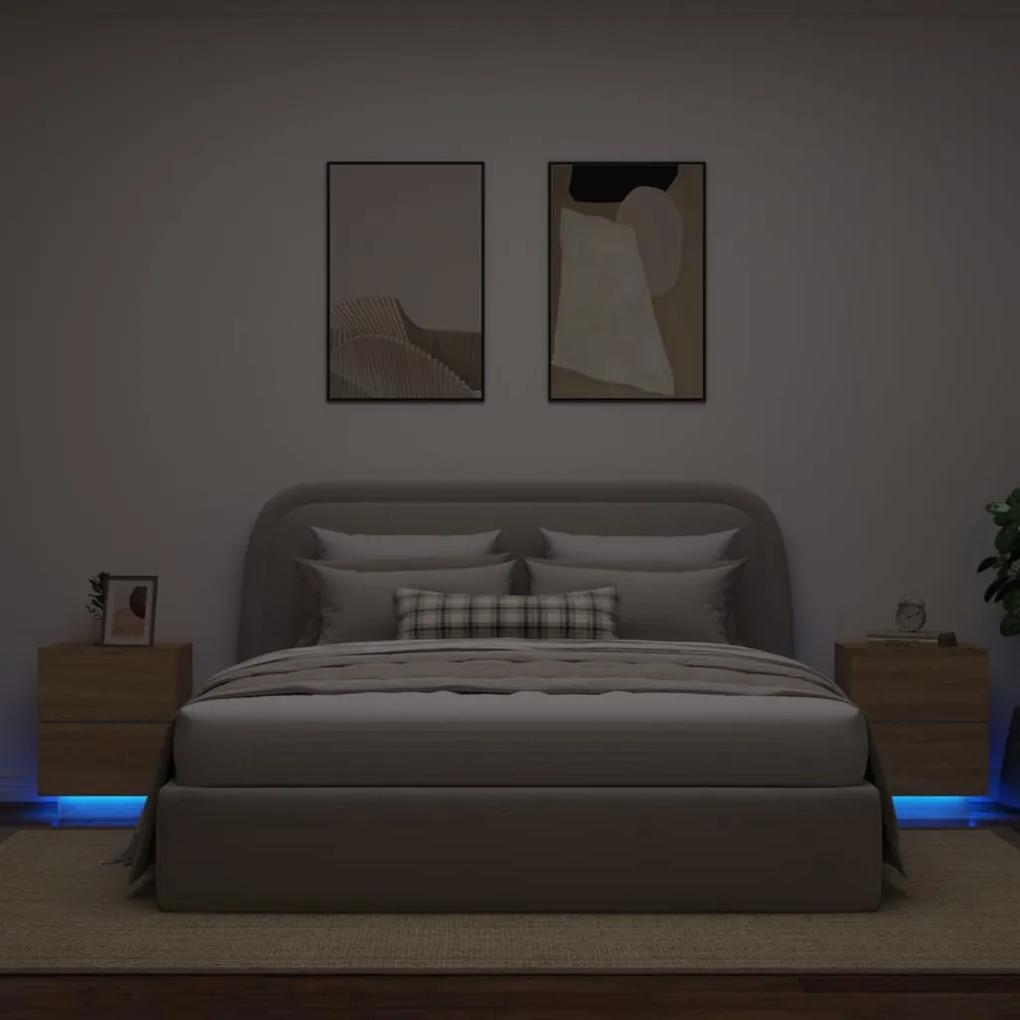 Nočné stolíky s LED svetlami 2 ks dub sonoma kompozitné drevo 836740