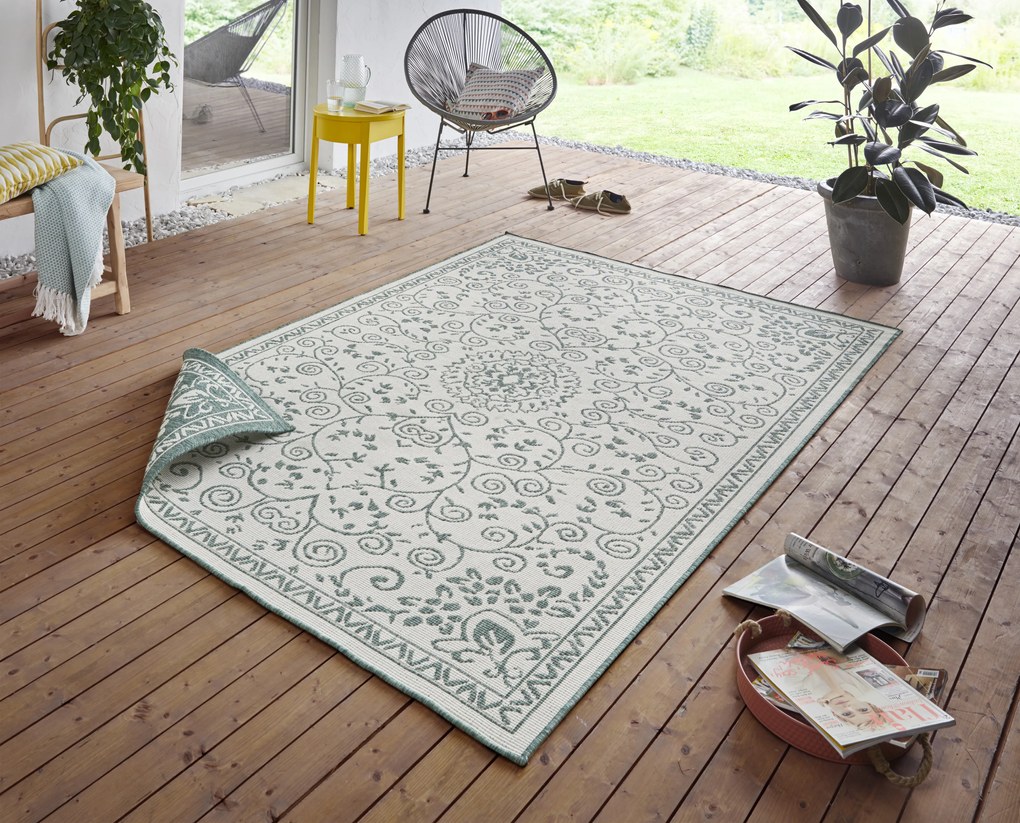 Hanse Home, Kusový koberec Twin Supreme 103865 Leyte Green/Cream – na von aj na doma, 160x230, zelená, chodba / predsieň