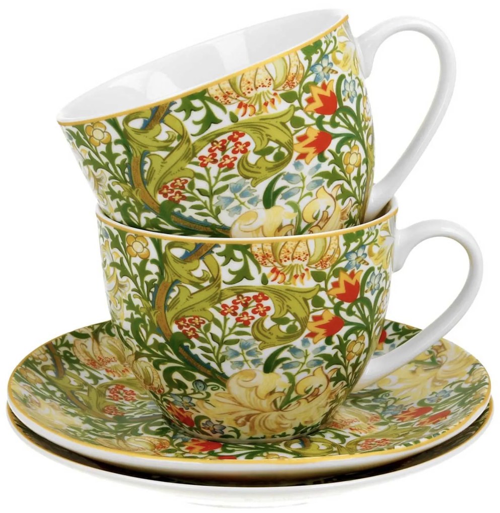 Sada 2 ks porcelánových hrnků Morris Golden Lilly 250 ml zelená