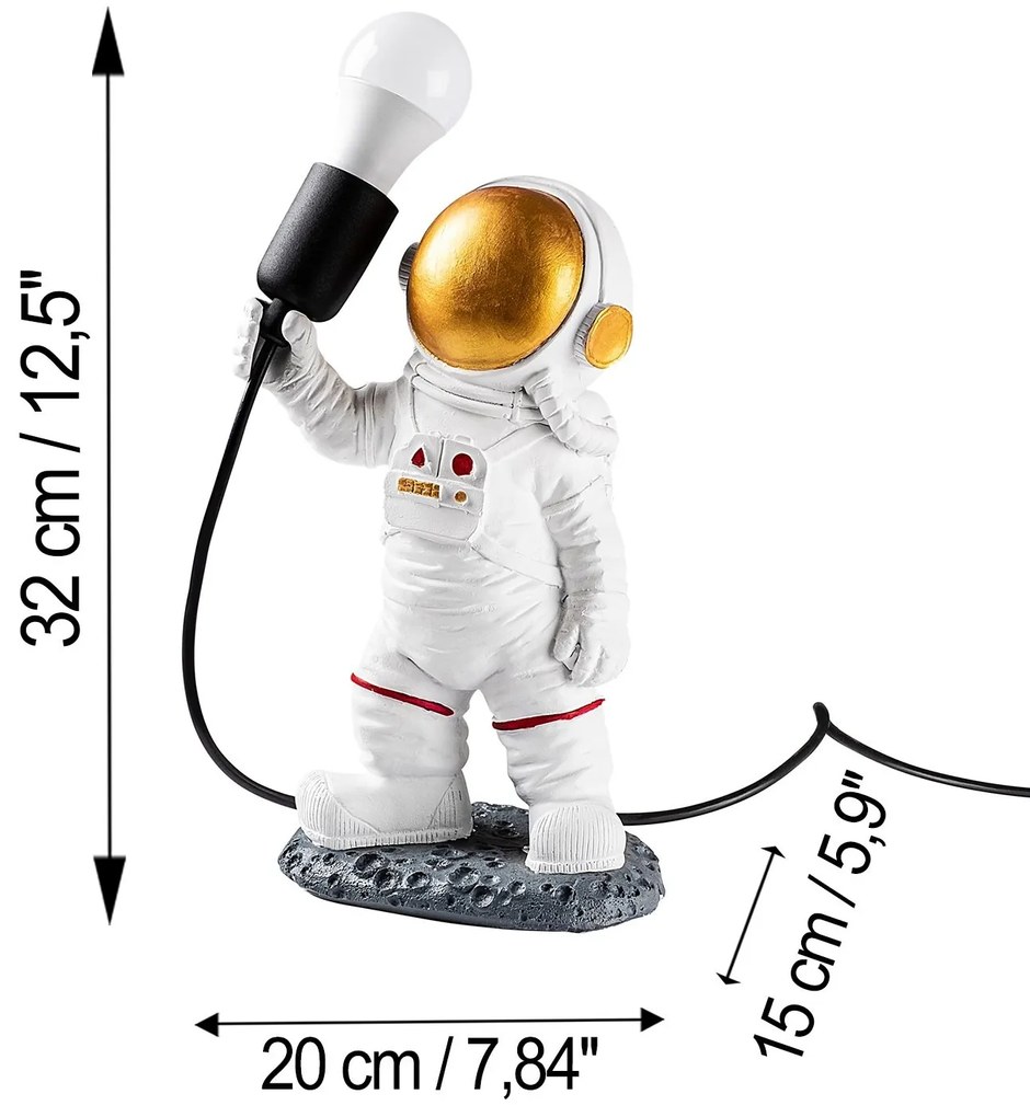 Stolní lampa Astronaut zlatá/bílá