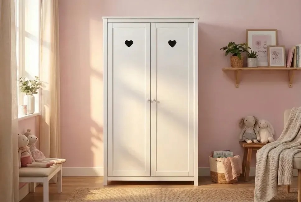 Dvojdverová detská skriňa Amori Biela romantická 110 cm