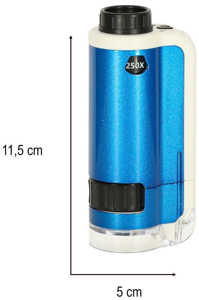 KIK Vreckový detský mikroskop s LED osvetlením, zväčšenie 100x a 250x