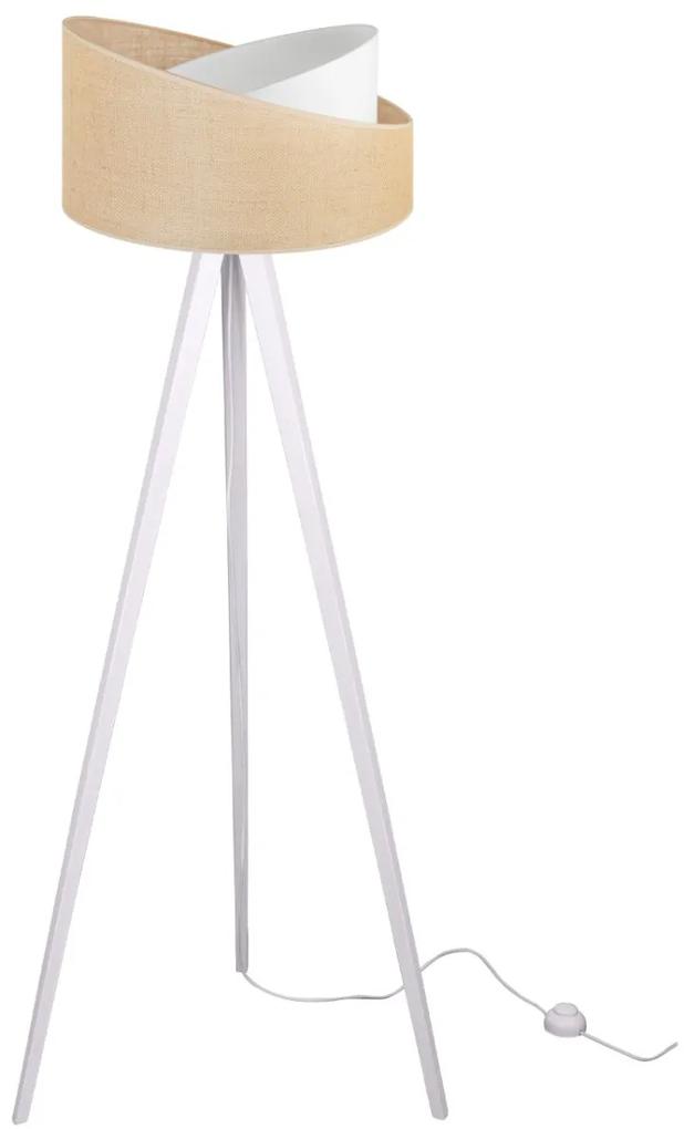 Podlahová lampa JUTA, 1x jutové/biele textilné tienidlo, (výber z 5 farieb konštrukcie)