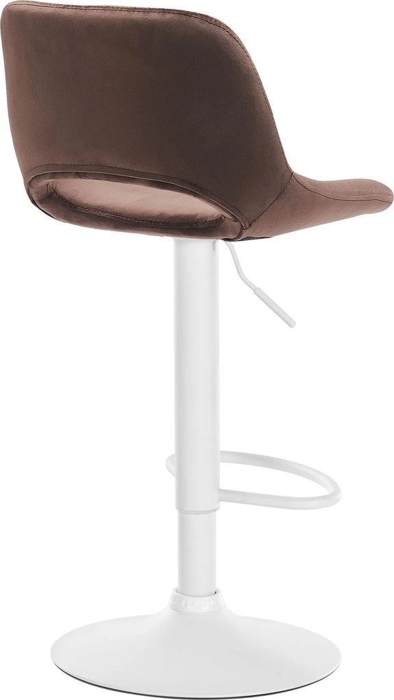 Barová stolička Camden - zamat, biely rám Hnedá