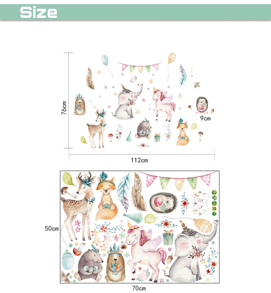 Samolepka na stenu "Zvieratká na oslave 2" 76x112 cm