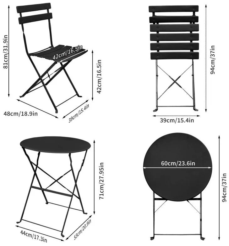 Balkónový set Orosi (čierna). Akcia -21%. Vlastná spoľahlivá doprava až k Vám domov. 1088138