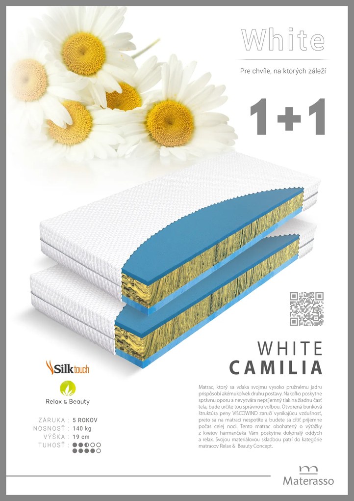 Materasso Penový matrac White Camilia 1 + 1 Rozmer: 200 x 200 cm