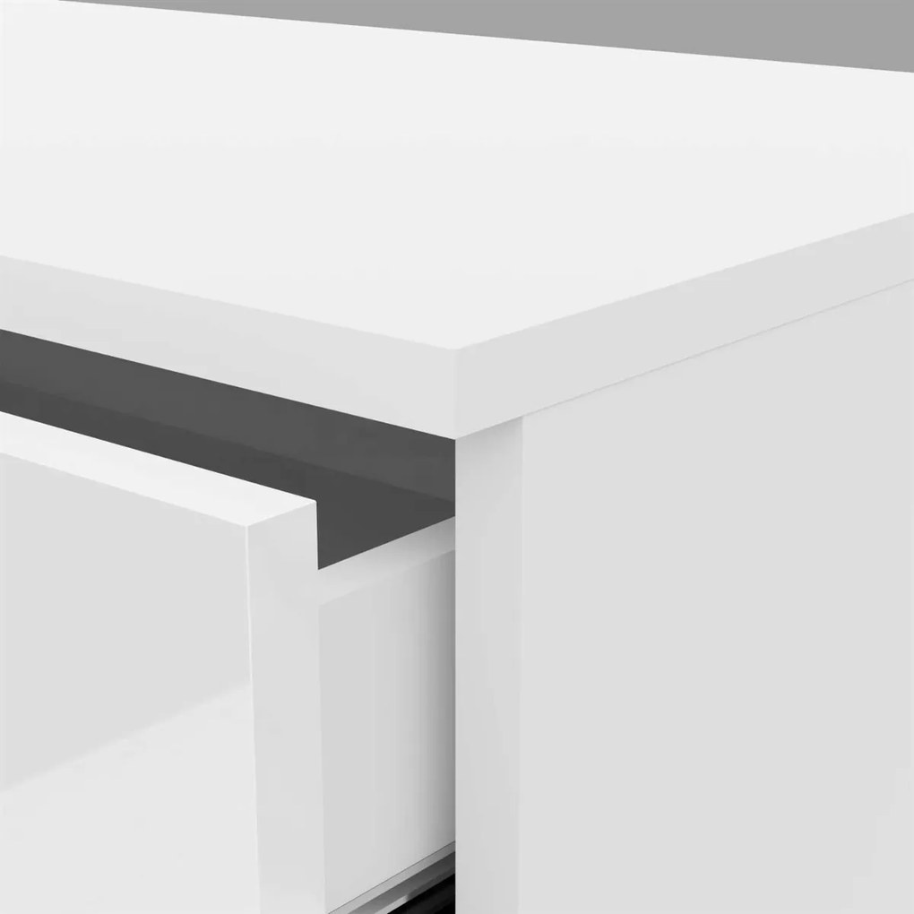 KOMODA MARION STRIEBORNÉ ÚCHYTKY LED BIELA VYSOKÝ LESK 95 cm