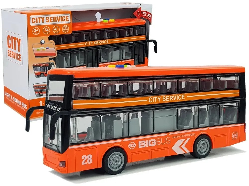 LEAN TOYS Poschodový autobus so zvukmi a svetlami oranžový