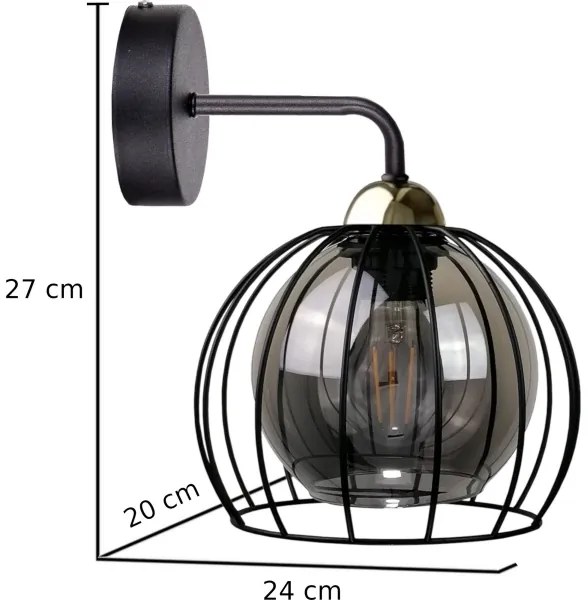 Nástenné svietidlo SOLO BLACK 1xE27/60W/230V čierna/zlatá