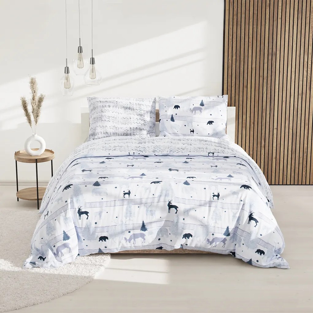 Bavlnené obliečky Renforcé SOBI A STROMKY biele Rozmer obliečky: 70 x 90 cm | 140 x 220 cm