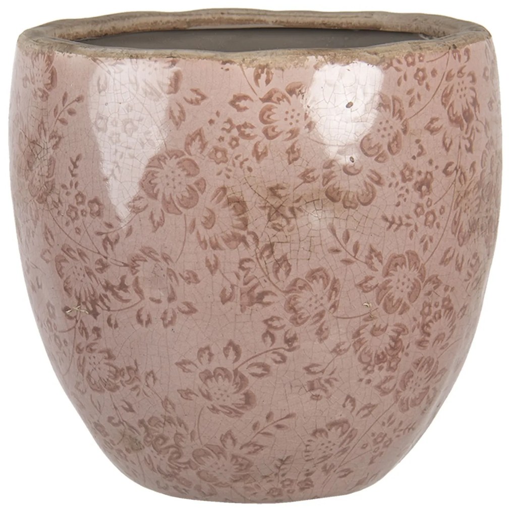 Ružový keramický kvetináč s popraskaním Alessia L - Ø 20 * 19 cm