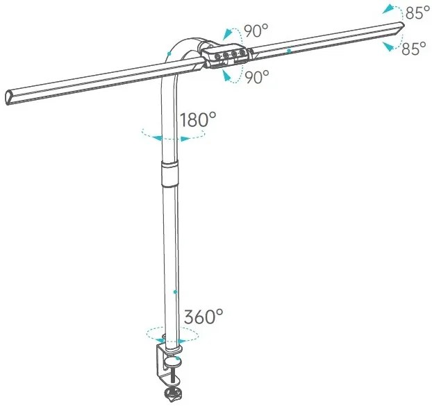 Stolná LED lampa FILO, svorka, USB, diaľkový ovládač