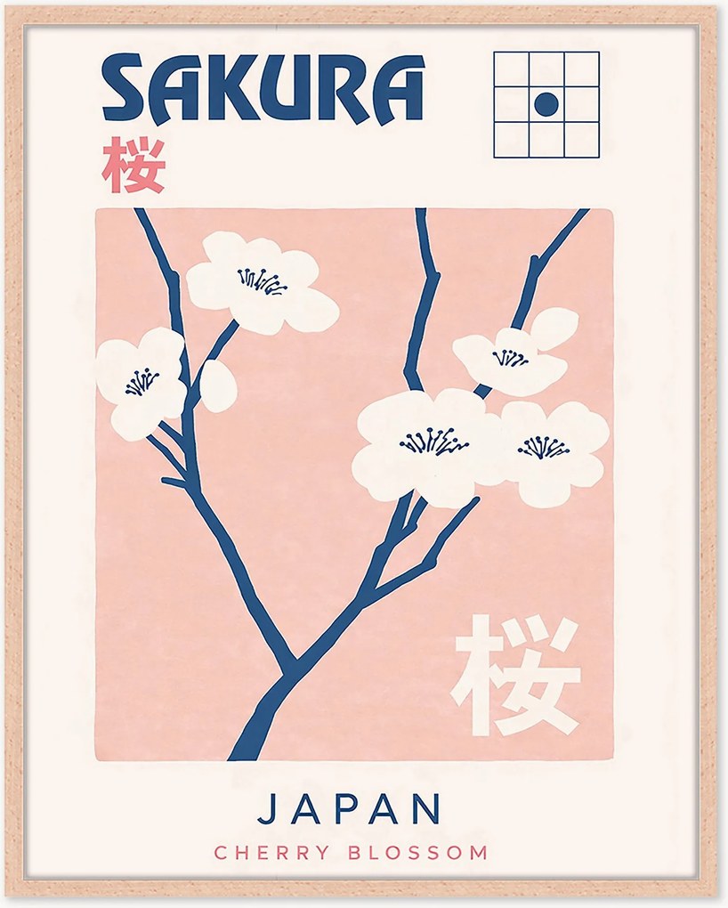 Ručne vyrobená nástenná dekorácia v ráme Sakura