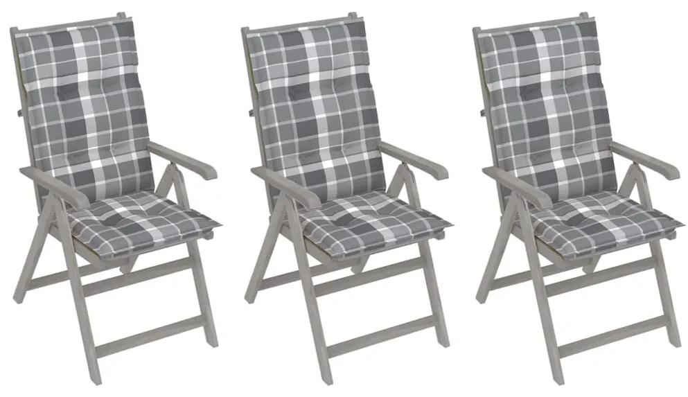 Záhradné sklápacie stoličky 3 ks s podložkami akáciový masív 3064757