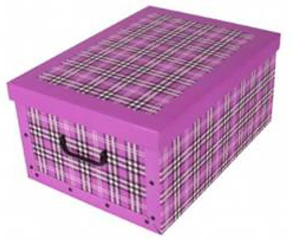 Home collection Úložné krabice se vzorem Kostka 51x37x24cm sytá růžová