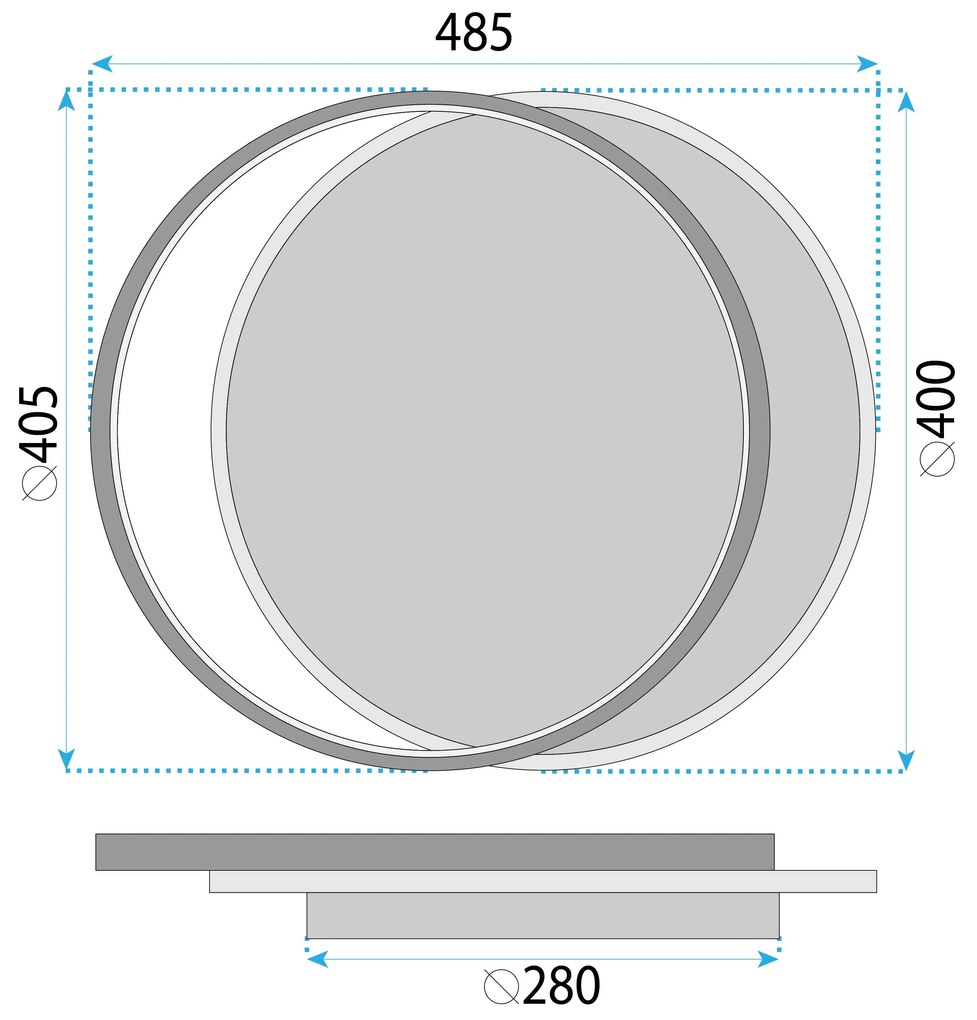 Toolight Toolight, LED stropné svietidlo 40cm, LHJ076-C, čierna-biela, OSW-50035