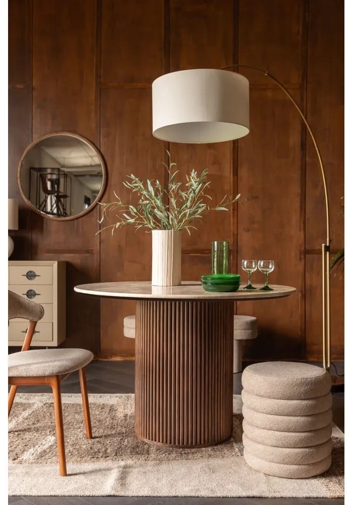 Béžový taburet z textílie buklé Fern – Dutchbone