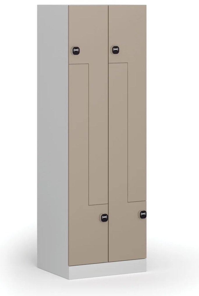 Kovová šatníková skrinka S1 Z, 4 oddiely, 1850 x 600 x 500 mm, demont, zámok s čítačkou RFID kariet, béžové dvere
