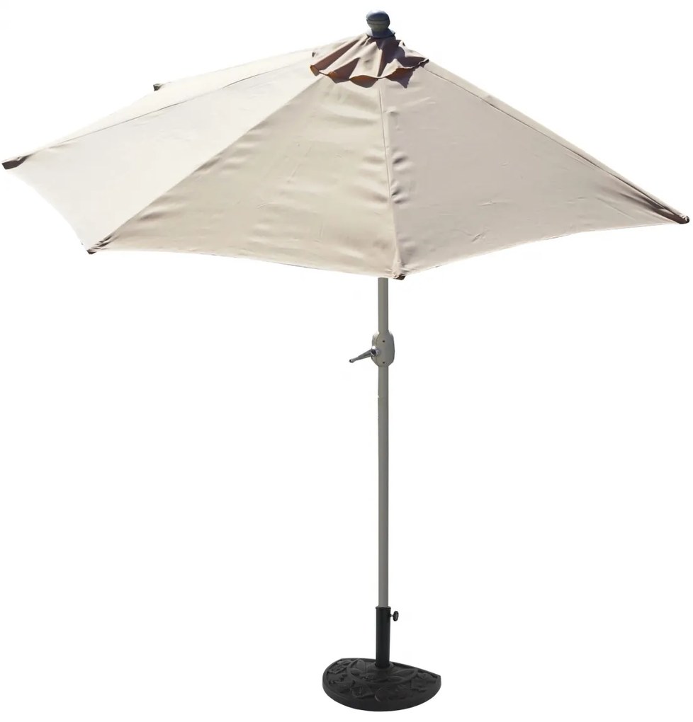 Slnečník polkruh Parla - polyester/hliník - 270cm krémová so stojanom