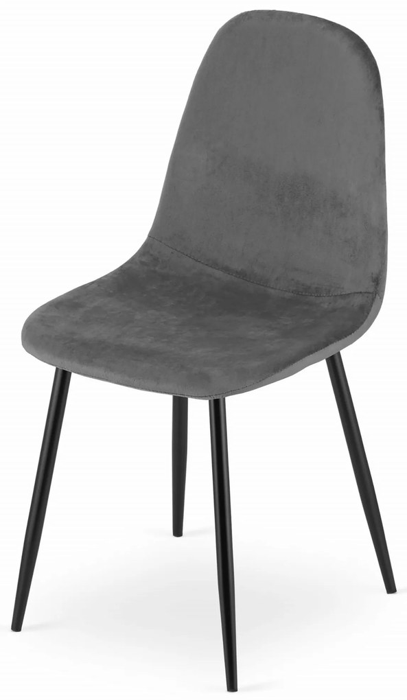 AKCIA Tmavosivá zamatová stolička COMO s čiernymi nohami II. akosť