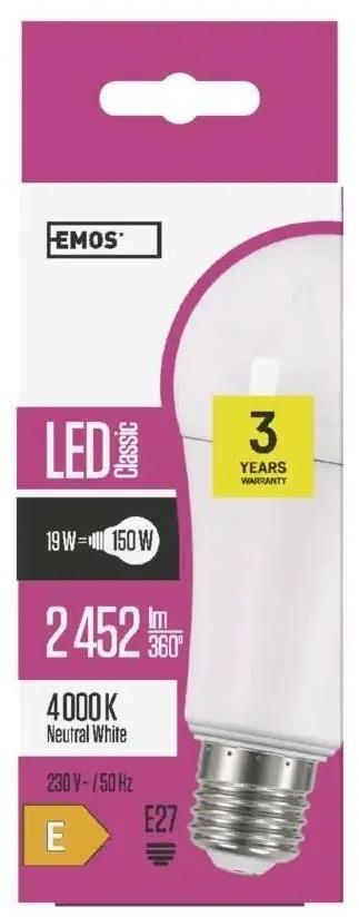 Emos LED žiarovka Classic A67 19W E27 neutrálna biela