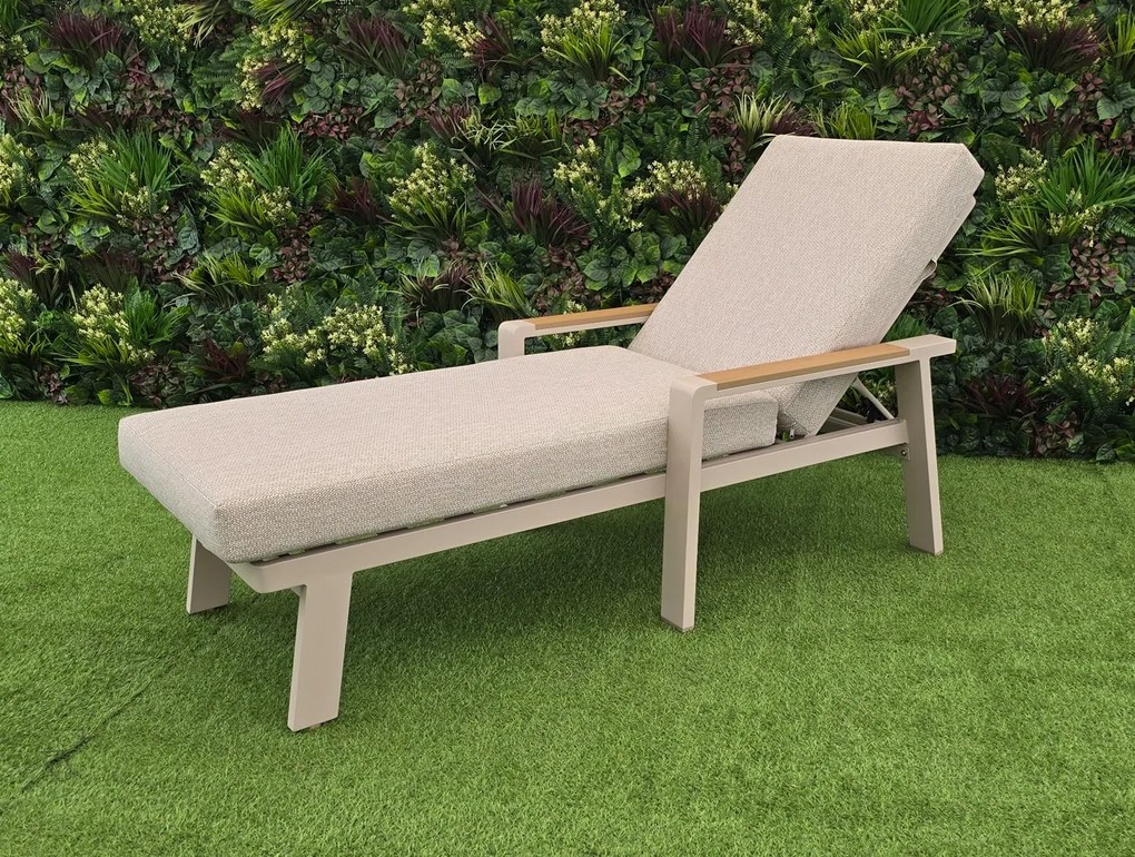 Záhradné hliníkové ležadlo EMOT krémové