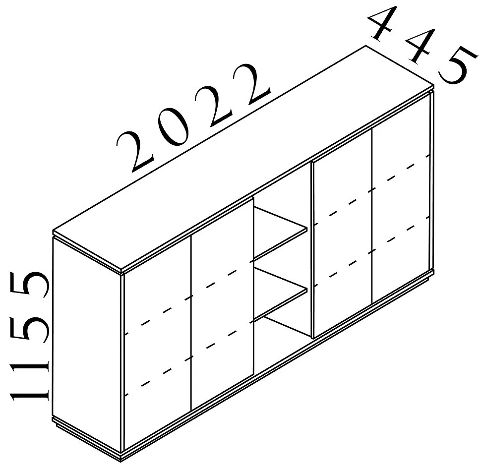 Stredná skriňa Creator 202,2 x 44,5 x 115,5 cm, biela / antracit