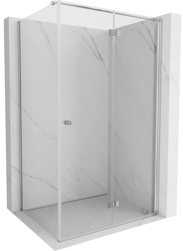 Mexen Mist-F T, 1-krídlový skladací sprchový kút pravý 80 x 75 cm, číre sklo, chrómový profil, 8A6T-080-075-01-00-P