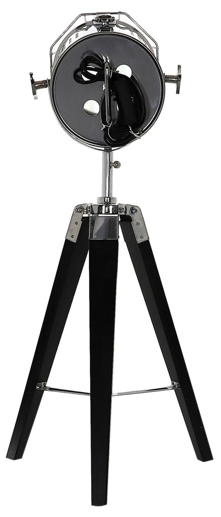 Dekorstudio Podlahová lampa TRIPOD na čiernej trojnožke s chrómovaným tienidlom