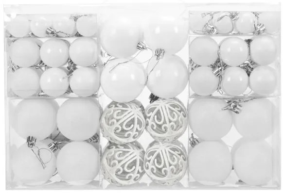 Vianočné guľky - biele 300895B (100ks)