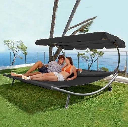 Relaxačné ležadlo pro 2 osoby Craftfield BAHAMA - ČIERNÁ