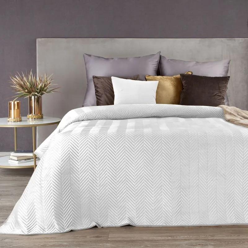 Dekorstudio Zamatový prehoz na posteľ SOFIA v bielej farbe Rozmer prehozu (šírka x dĺžka): 220x240cm
